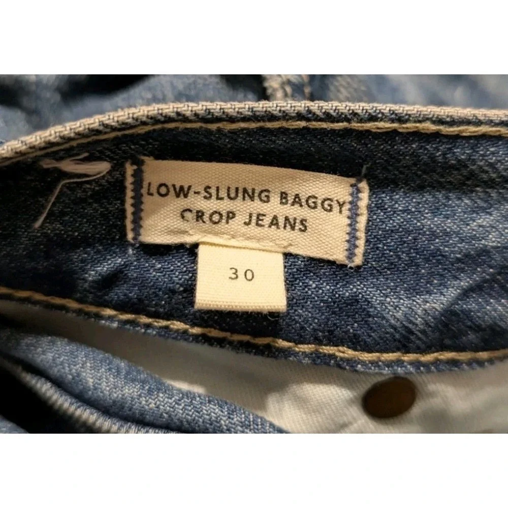Madewell Low Slung Baggy Crop Jeans Womens 30 Raw Hem Wide Leg‎ Blue